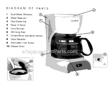 Part Location Diagram of 112490005000 Mr Coffee Brew Basket Assembly, Black D
